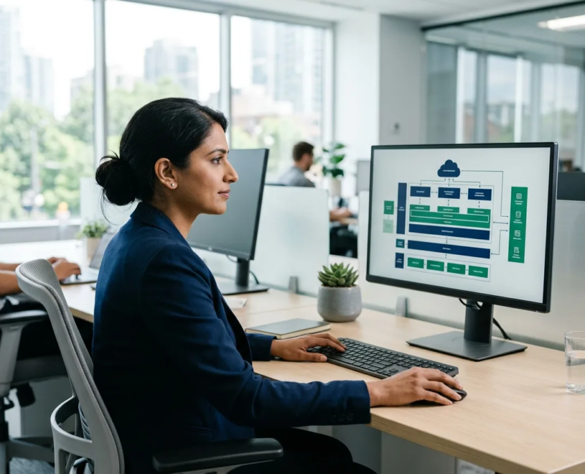 ai-foundations-architecture.webp IT architect planning the cloud and data foundations for AI systems on screen